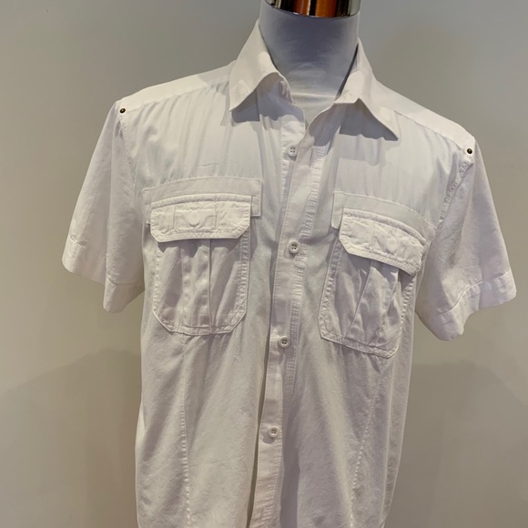 Men’s casual white shirt sleeve shirt size L - Picture 1 of 4